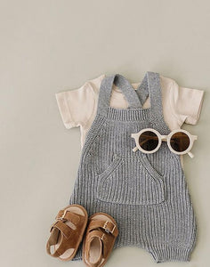 Grey Knit Overalls