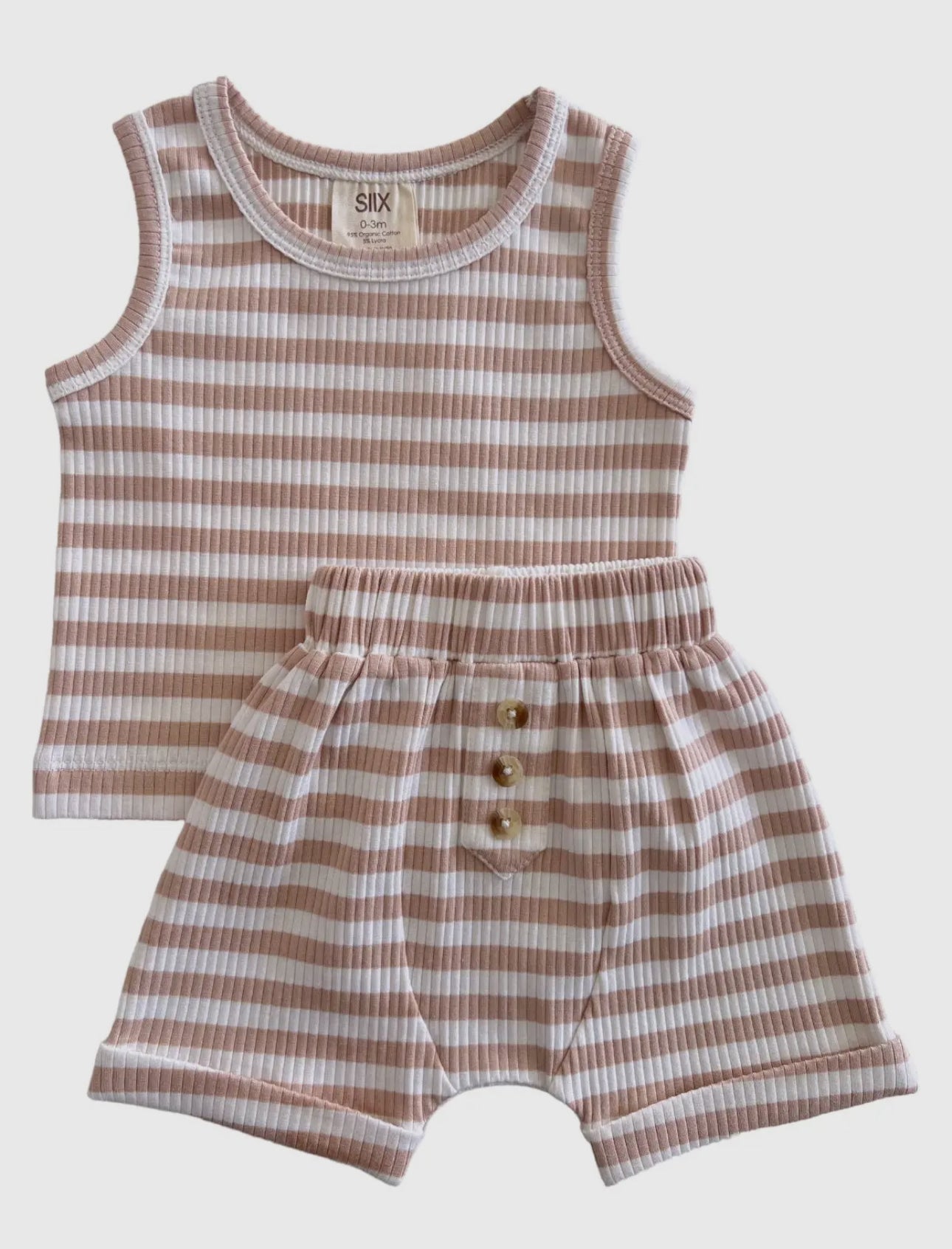 Tan Stripe Ribbed 2 pc set