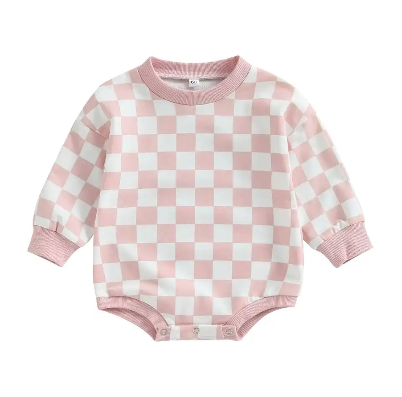 Pink Checkered Bubble Romper