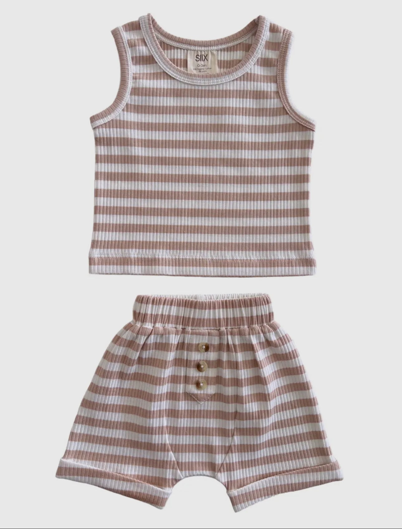 Tan Stripe Ribbed 2 pc set