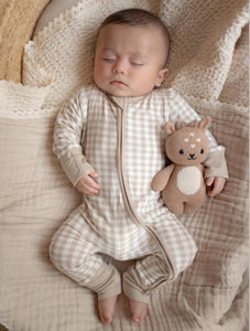 Tan Gingham Footie