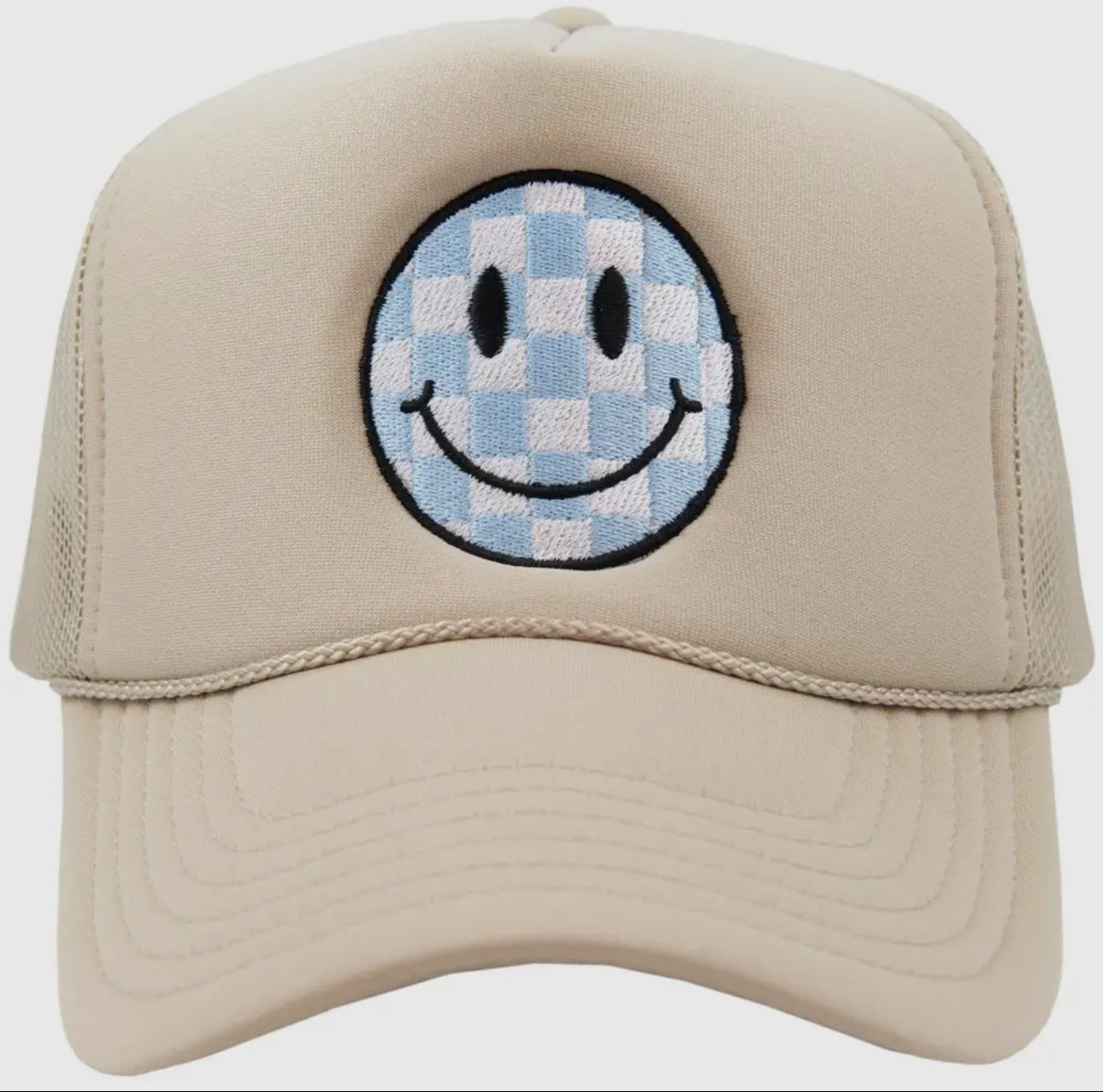 Smiley Checkered Trucker Hat