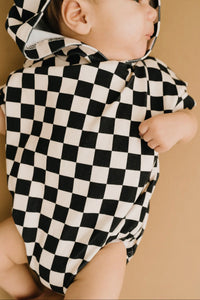 Checkered Hoodie Romper