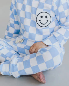 Blue Smiley Checkered Set