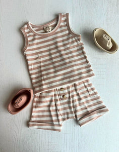 Tan Stripe Ribbed 2 pc set