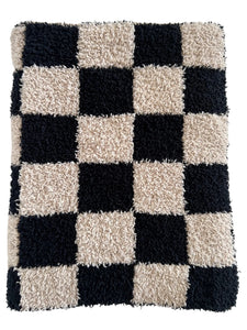 Mini Checkered Blanket: Black/Cocoa