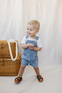 Striped Short Overalls